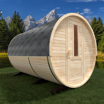 Fasssauna / Gartensauna / Banja / Round 3,0 m mit Vorraum